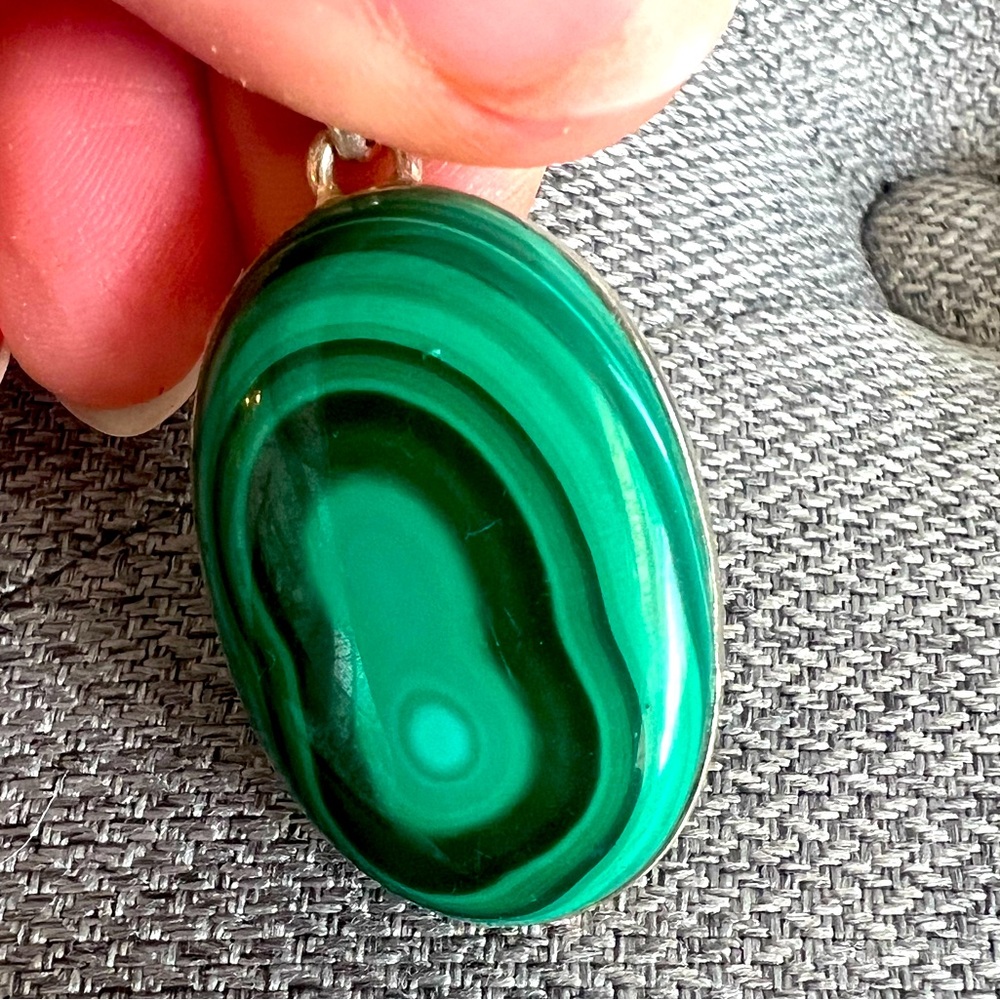 Beautiful Malachite & Sterling Silver Pendant ❤️